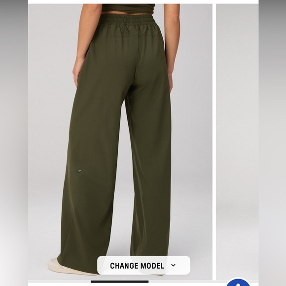 Fabletics downtown wide leg pants olive green - Picture 3 of 6